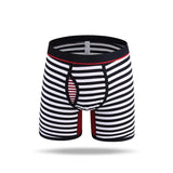 15.02Aidase Long Boxer Shorts Men Striped Cotton Underwear Sports Fitness Boxershort Calzoncillos Hombre Trunks Underpants Panties Plus Size aidase-shop