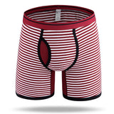 15.02Aidase Long Boxer Shorts Men Striped Cotton Underwear Sports Fitness Boxershort Calzoncillos Hombre Trunks Underpants Panties Plus Size aidase-shop