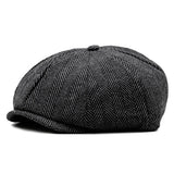 Aidase Hat Warm Woolen Dome Striped Octagonal Hat  Fit For Newsboy Hat Beret Big Head Cap Outdoor Male And Female Painter Hat