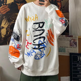 Letter Graffiti Loose Men Sweatshirts Fashion Korean Clothing Designer Brand Male Hoodies Spring Autumn Pullovers aidase-shop