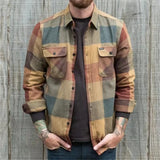 Aidase Autumn Men's Jacket Vintage Color Plaid ButtonsCardigan Slim Long Sleeve Top Fashion Streetwear Casual Coat New Male Clothes