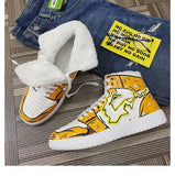 Hot Sale Fashion Yellow Men's Cosplay Shoes Couple Streetwear Hip Hop Men Anime Shoes Flat High Top Sneakers Men zapatos hombre aidase-shop