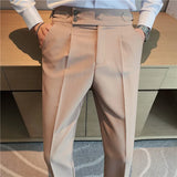 High Quality Business Casual Draped High-waist Trousers Men Solid Color Formal Pants Male Formal Office Social Suit Pants