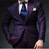 Aidase Elegant Mens Suits 2024 Formal Peaked Lapel Slim Fit Suit Purple Tuxedo Groom 2 Piece Set Wedding Suits For Men (Jacket+Pant) aidase-shop