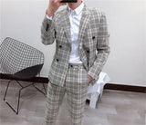 Aidase Latest New Style Smoking Plaid Men's Suit Double Breasted 2 Pieces Blazer Pants Tailored Formal Wedding Tuxedos Causal Prom  New aidase-shop