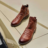 Original Leather Boots Men Autumn Shoes Male Leather Casual Boots Men Comfy Anti-Slip Lace-up Boots aidase-shop