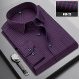 =Aidase 2025 Brand New Men Shirt Male Dress Shirts Striped Men's Casual Long Sleeve Business Formal Plaid Shirt camisa social aidase-shop