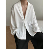 Aidase Summer Black White Silk Blazer Men's Fashion Business Society Mens Suit Jacket Korean Loose Casual Dress Jacket Men M-XL aidase-shop