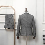 171.54  133.94Aidase Men's Tuxedo Double Breasted Tweed Suits Grey Wedding Groomsmen Business Prom Dress For Men's Formal Dress Wedding Suits aidase-shop