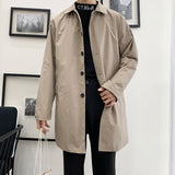 Aidase winter outfits men Men's M-5XL Plus Size Trench Coat Loose Fit Long Lapel Single Breasted Windbreaker Jacket Button Overcoat Men Clothing XXXXXL