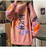 Letter Graffiti Loose Men Sweatshirts Fashion Korean Clothing Designer Brand Male Hoodies Spring Autumn Pullovers aidase-shop