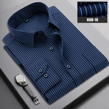 =Aidase 2025 Brand New Men Shirt Male Dress Shirts Striped Men's Casual Long Sleeve Business Formal Plaid Shirt camisa social aidase-shop