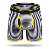 15.02Aidase Long Boxer Shorts Men Striped Cotton Underwear Sports Fitness Boxershort Calzoncillos Hombre Trunks Underpants Panties Plus Size aidase-shop