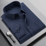 =Aidase 2025 Brand New Men Shirt Male Dress Shirts Striped Men's Casual Long Sleeve Business Formal Plaid Shirt camisa social aidase-shop