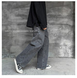 Aidase  Men Korean Streetwear Wide Legs Baggy Jeans Mens Autumn Harajuku Vintage Blue Denim Pants Male Casual Cargo Pants aidase-shop