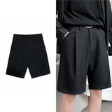 Aidase Summer Suit Shorts Men Fashion Business Dress Shorts Men Streetwear Loose British Style Suit Shorts Men Black Formal Shorts aidase-shop