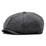 38.59Aidase Hat Warm Woolen Dome Striped Octagonal Hat  Fit For Newsboy Hat Beret Big Head Cap Outdoor Male And Female Painter Hat aidase-shop