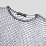 Aidase Men T Shirt See Through Mesh Patchwork Streetwear Sexy O-neck Short Sleeve Crop Tops Breathable Party Casual Men Clothing S-5XL aidase-shop