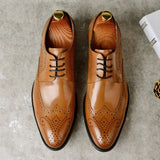 Aidase New Men Dress Handmade Shoes Genuine Leather Male Oxford Italian Classic Vintage Lace-up Men Brogue Shoes Oxford aidase-shop