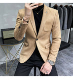 Aidase Fashion England Style Autumn Winter Thick Men's Velvet Suit Jacket / Male High Quality New Plus Size Blazers Coat aidase-shop