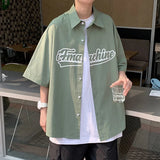 Summer hawaiian shirt coat men's Korean fashion versatile ruffian handsome 5-sleeve shirt ins2021 new top camiseta streetwear Maytrends