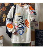 Letter Graffiti Loose Men Sweatshirts Fashion Korean Clothing Designer Brand Male Hoodies Spring Autumn Pullovers aidase-shop