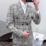 Aidase Latest New Style Smoking Plaid Men's Suit Double Breasted 2 Pieces Blazer Pants Tailored Formal Wedding Tuxedos Causal Prom  New aidase-shop