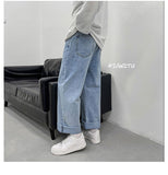 Aidase  Men Korean Streetwear Wide Legs Baggy Jeans Mens Autumn Harajuku Vintage Blue Denim Pants Male Casual Cargo Pants aidase-shop