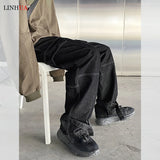 Aidase  Men Wide Leg Jeans Mens Spring cargo pants Hip Hop Streetwear New Loose Straight Baggy Denim Pants Male work jeans