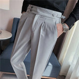 High Quality Business Casual Draped High-waist Trousers Men Solid Color Formal Pants Male Formal Office Social Suit Pants