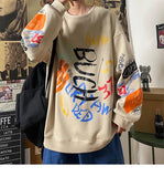 Letter Graffiti Loose Men Sweatshirts Fashion Korean Clothing Designer Brand Male Hoodies Spring Autumn Pullovers aidase-shop