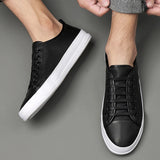 Aidase New Fashion Sneakers Genuine Leather Men Casual Shoes Footwear Male Flats Shoes Outdoor Black Mens Leather Designer aidase-shop