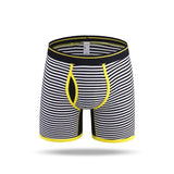 15.02Aidase Long Boxer Shorts Men Striped Cotton Underwear Sports Fitness Boxershort Calzoncillos Hombre Trunks Underpants Panties Plus Size aidase-shop