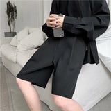 Aidase Summer Suit Shorts Men Fashion Business Dress Shorts Men Streetwear Loose British Style Suit Shorts Men Black Formal Shorts aidase-shop