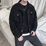 Aidase Black Denim Short Jacket Men Jeans Jacket Coats Casual Windbreaker Pockets Overalls Bomber Streetwear Man Clothing Outwear aidase-shop