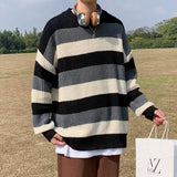 Aidase Pullovers Men Long Sleeve Tops Fall Fashion Vintage Striped Design All-match Students Loose O-neck Harajuku Streetwear Chic Male aidase-shop