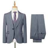 Aidase Business Fit Blue Plaid Striped Men's Suit 3-piece Best Man Wedding Dress  Men Clothing  Suit Men