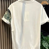 Aidase Men's Summer New Round Neck Pullover Fashion and Elegant Casual T-shirt Printed Pocket Panel Supple Versatile Short Sleeve Tops