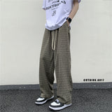 Aidase Summer/Autumn Plaid Pants Men Loose Casual Straight Trousers for Male/Female Harajuku Hip-hop Streetwear Wide-leg Mopping Pants aidase-shop