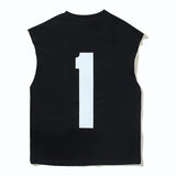 Aidase Printed Oversized Tank Top Sport Tshirt Men's Black Cotton Sleeveless T-shirts Summer Streetwear Vests Y2k