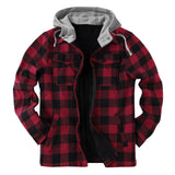 Aidase Mens Autumn And Winter Thick Coat Jackets Fashion Casual Plaid Fleece Pocket Hooded Zipper Buckle Coat Jacket Keep Warm Clothes aidase-shop