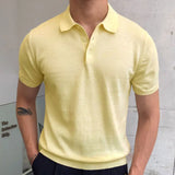 Aidase Summer Simple Solid Color Casual Slim Lapel Polo Knit  Breathable Polo Camisa Hombre British  Men's Shirt Mannen Polo aidase-shop