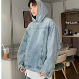 Aidase Men Denim Set Loose Vintage Cowboy Hooded Pullover +wide-leg Jeans Male 2-piece Set Japanese Street Autumn Solid Color Suits aidase-shop