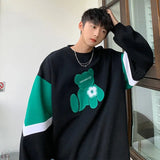 Green Bear Men‘s Sweatshirts Fashion Brand New Streetwear Pullovers Korean Style Unisex Hoodies Loose Male Clothing aidase-shop