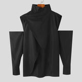 Aidase Men Irregular Shirt Solid Turtleneck Long Sleeve Off Shoulder Streetwear Men Clothing Fashion Casual Camisas S-5XL aidase-shop