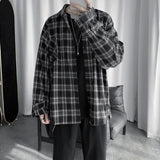 Aidase Men's Check Shirts Casual Japanese Plaid Vintage Streetwear Long-sleeved Stylish Loose Leisure Clothing Korean Popular Blouse