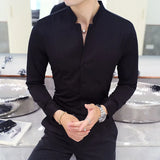 Aidase New Style Male Casual Dress Spring Long Sleeve Shirts/Men's High Quality Stand Collar Business Shirts/Plus Size S-5XL