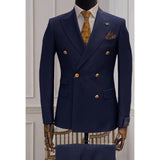 Aidase Formal Double Breasted Navy Blue Wedding Men's Suits High Quality Peak Lapel Groom Outfits Blazer Slim Fit 2 Piece Jacket Pants aidase-shop