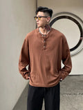 Aidase Big Size Unicolor T Shirts for Men Baggy Pullover Plain Oversize Male Clothes Long Sleeve Tops Polyester It Elasticity Japan Y2k aidase-shop