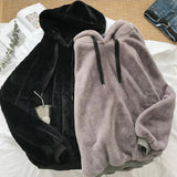 Pullover Hoodie Trendy Soft Couple Sweatshirt Men Women Plush Loose Hooded Sweatshirt for Outdoor aidase-shop